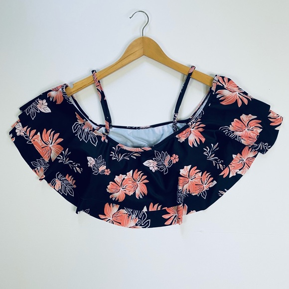 🍍TEMPT ME OFF SHOULDER FLOUNCE FLORAL TOP SWIMWEAR - Picture 3 of 3